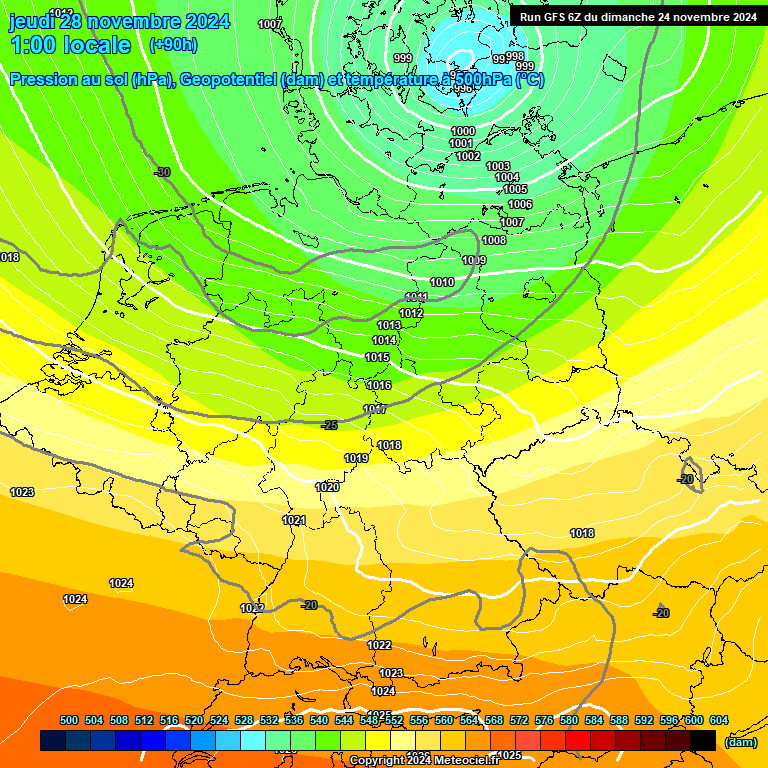 Modele GFS - Carte prvisions 