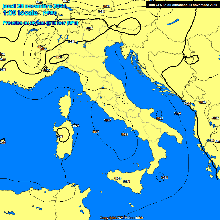 Modele GFS - Carte prvisions 