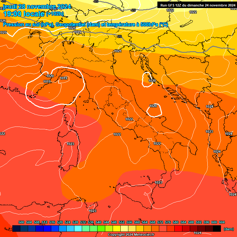 Modele GFS - Carte prvisions 