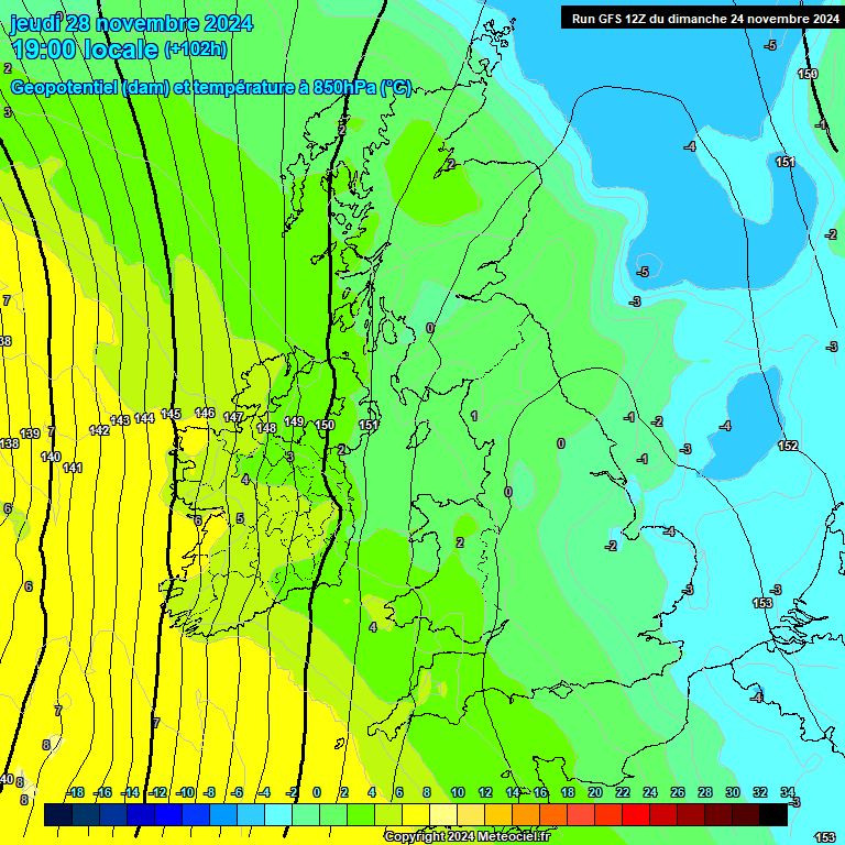 Modele GFS - Carte prvisions 