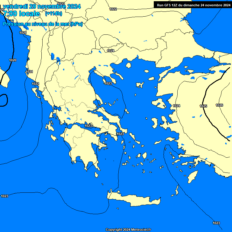 Modele GFS - Carte prvisions 