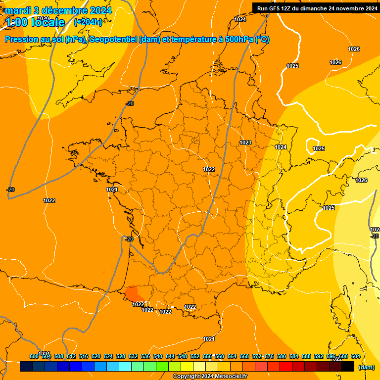 Modele GFS - Carte prvisions 