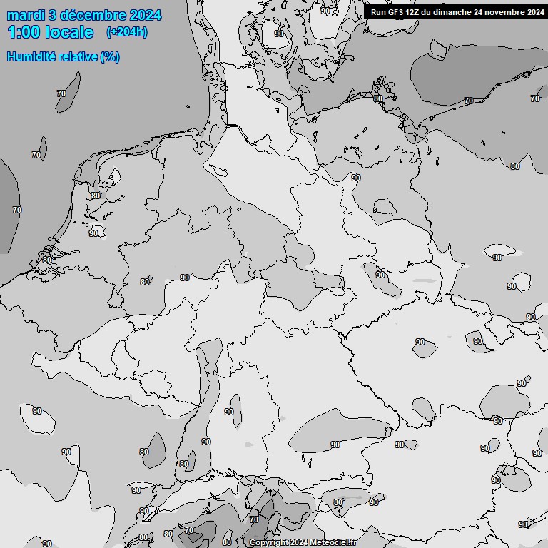 Modele GFS - Carte prvisions 