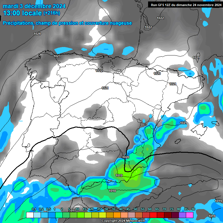 Modele GFS - Carte prvisions 