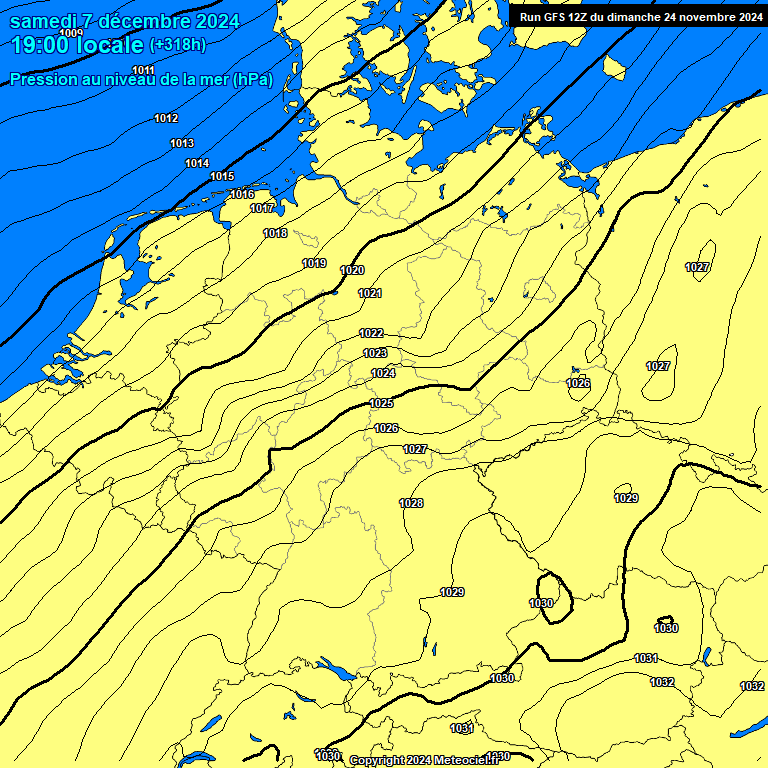 Modele GFS - Carte prvisions 