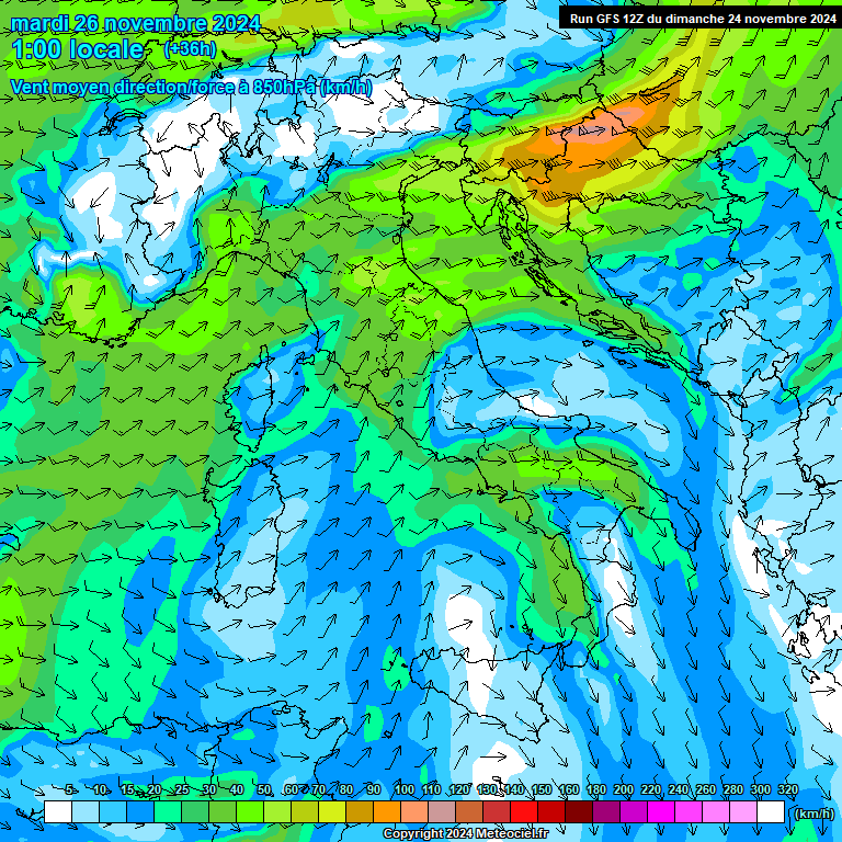 Modele GFS - Carte prvisions 