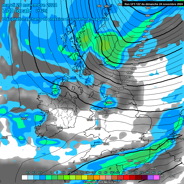 Modele GFS - Carte prvisions 