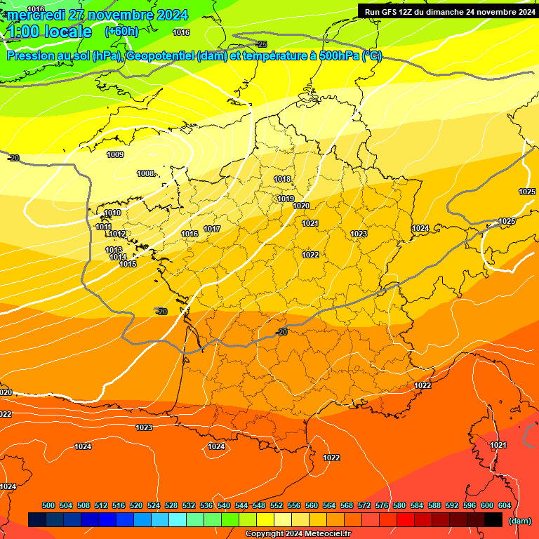 Modele GFS - Carte prvisions 