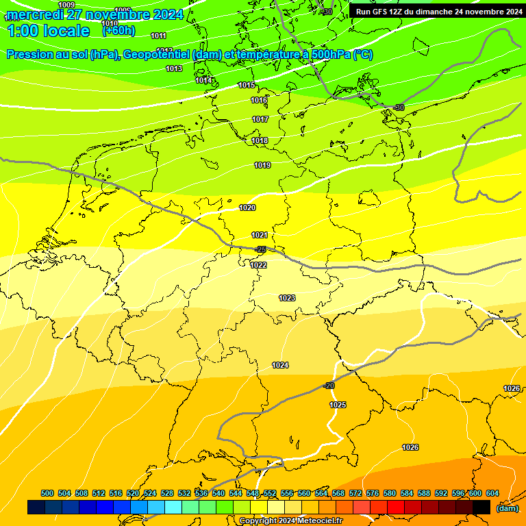 Modele GFS - Carte prvisions 