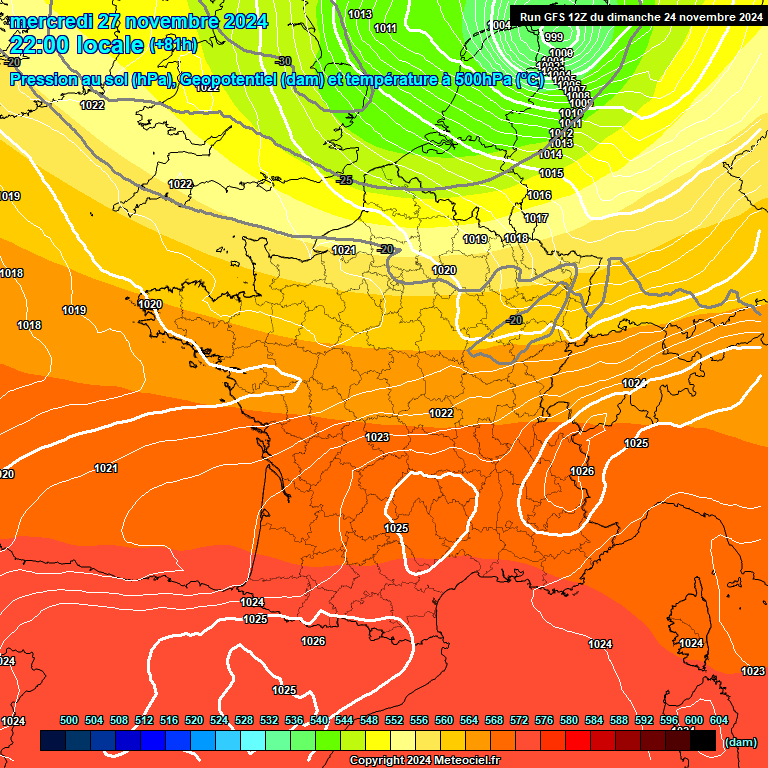 Modele GFS - Carte prvisions 