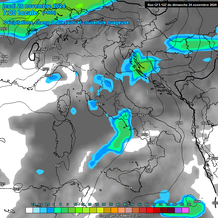 Modele GFS - Carte prvisions 