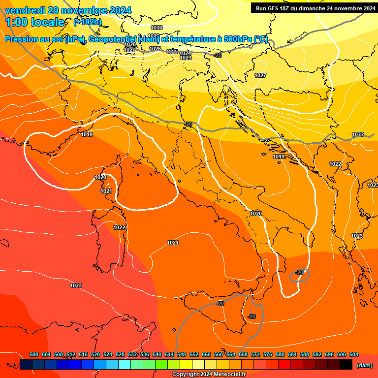 Modele GFS - Carte prvisions 