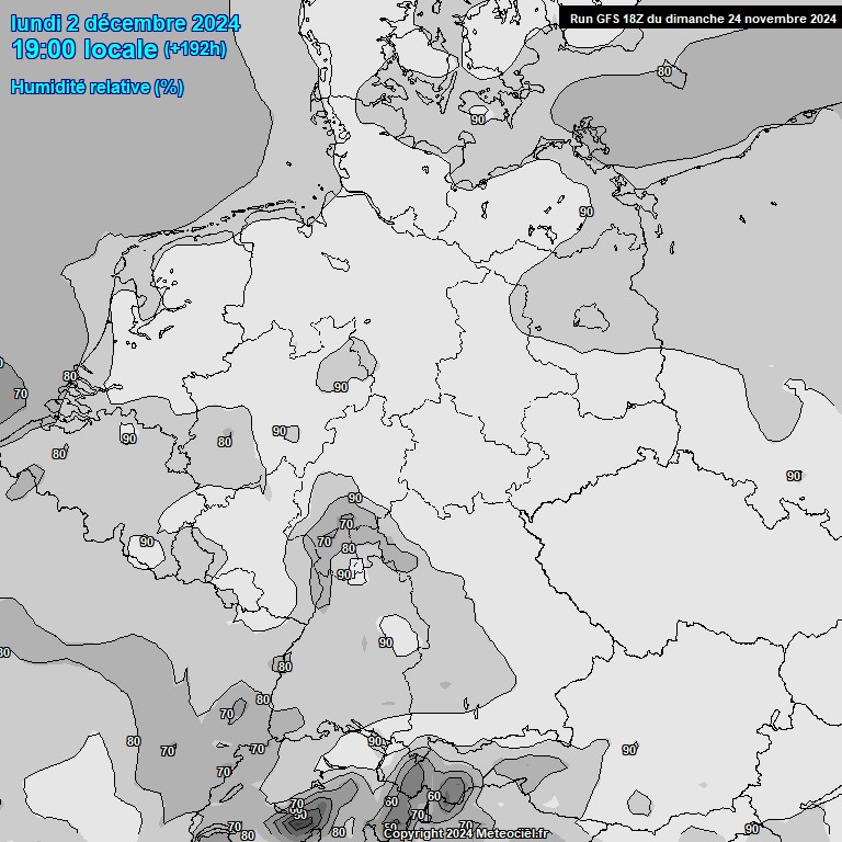 Modele GFS - Carte prvisions 