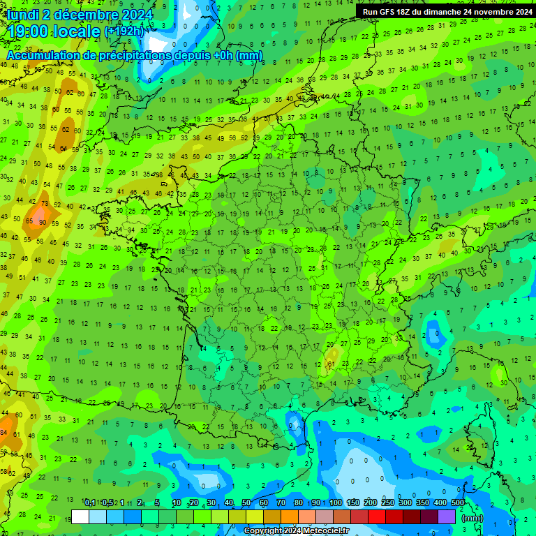 Modele GFS - Carte prvisions 