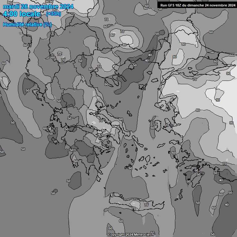 Modele GFS - Carte prvisions 