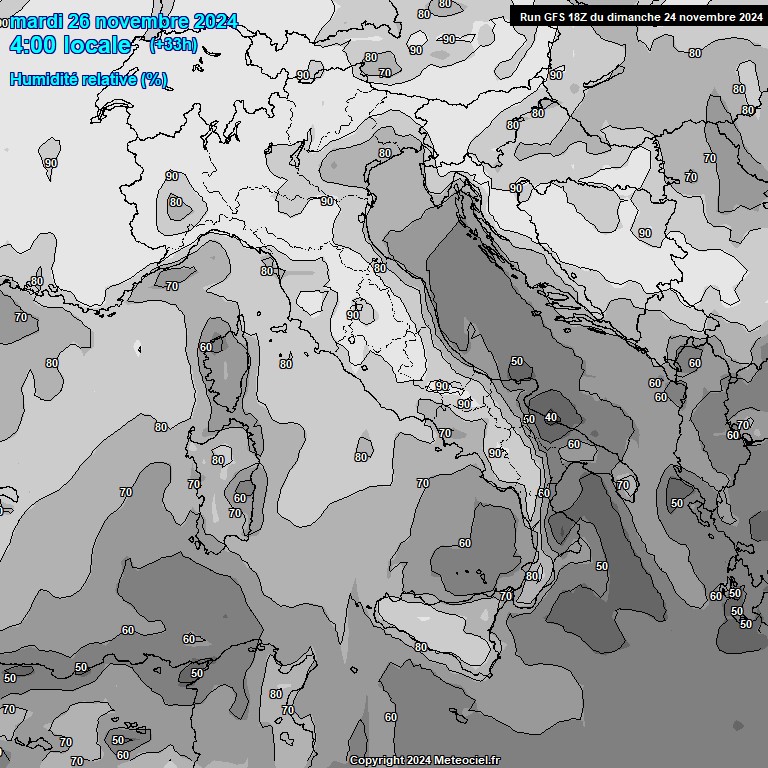 Modele GFS - Carte prvisions 