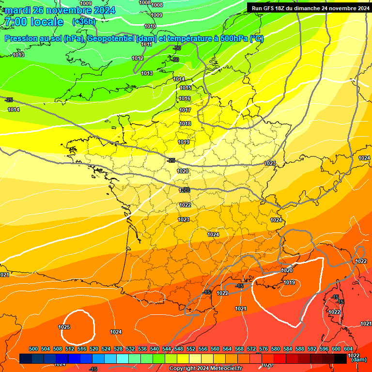 Modele GFS - Carte prvisions 