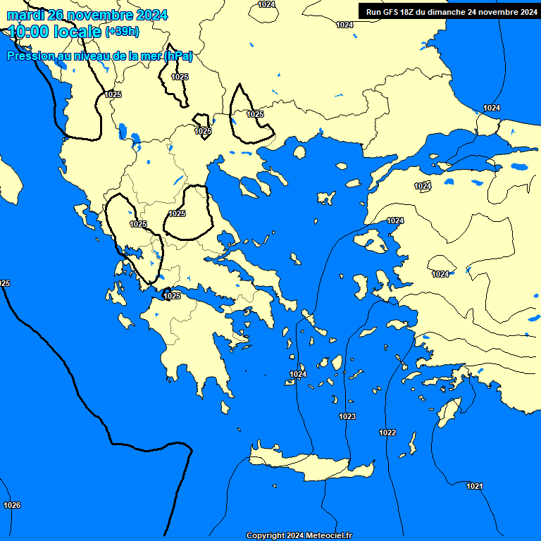 Modele GFS - Carte prvisions 