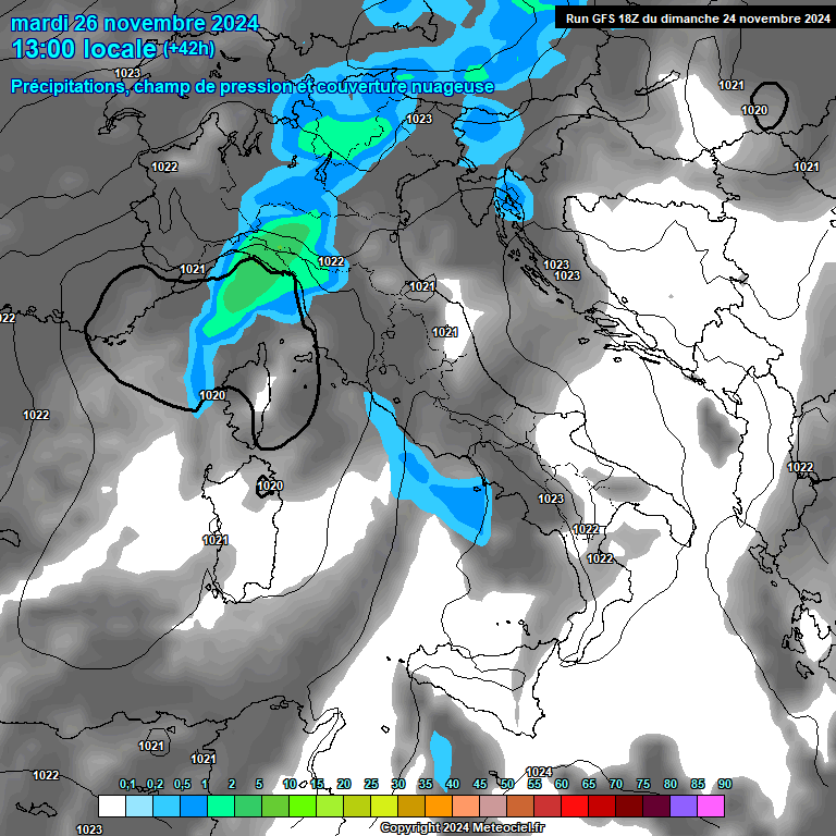 Modele GFS - Carte prvisions 