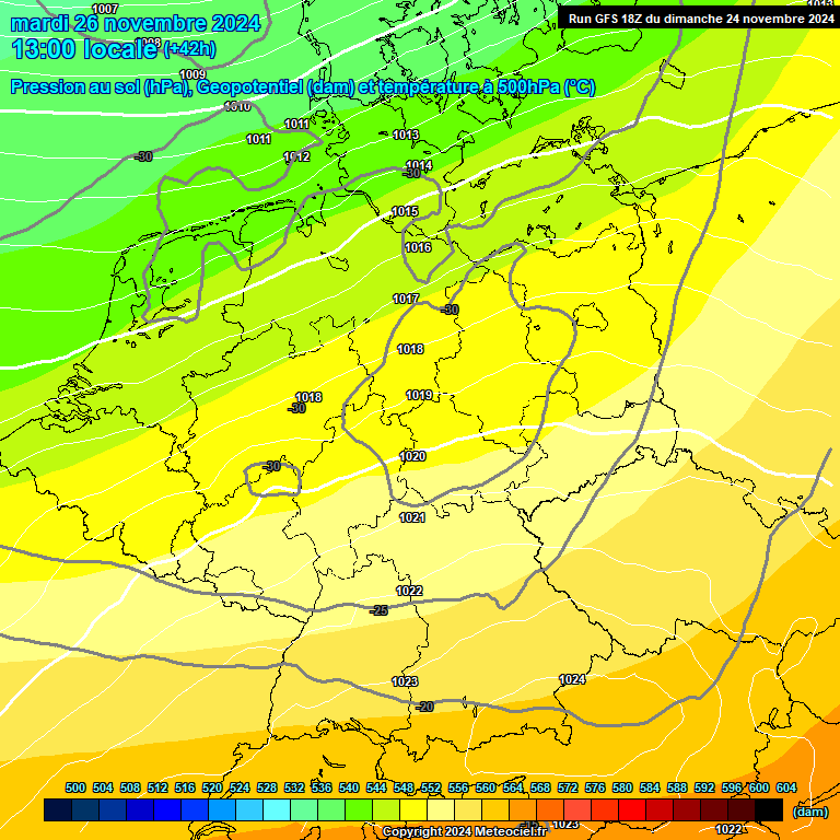 Modele GFS - Carte prvisions 