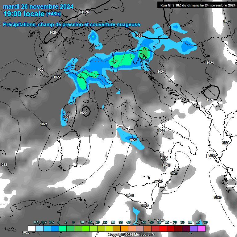 Modele GFS - Carte prvisions 