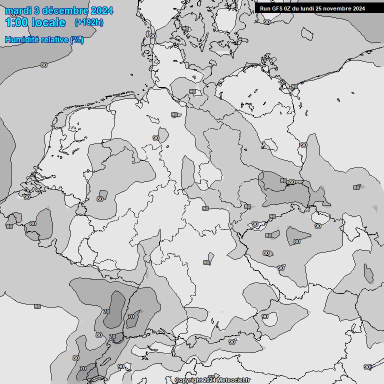 Modele GFS - Carte prvisions 