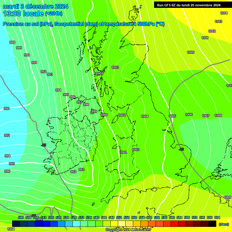 Modele GFS - Carte prvisions 