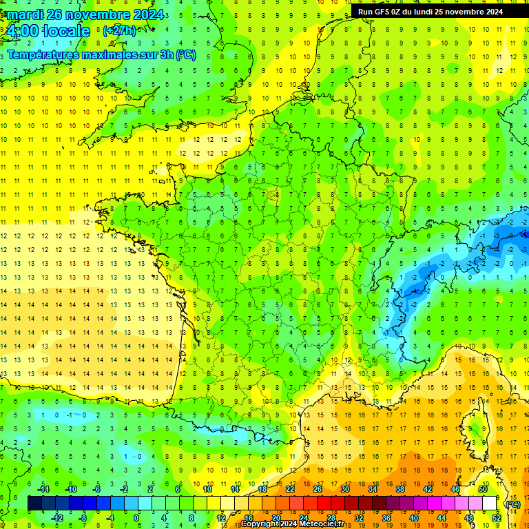 Modele GFS - Carte prvisions 