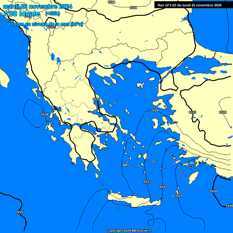 Modele GFS - Carte prvisions 