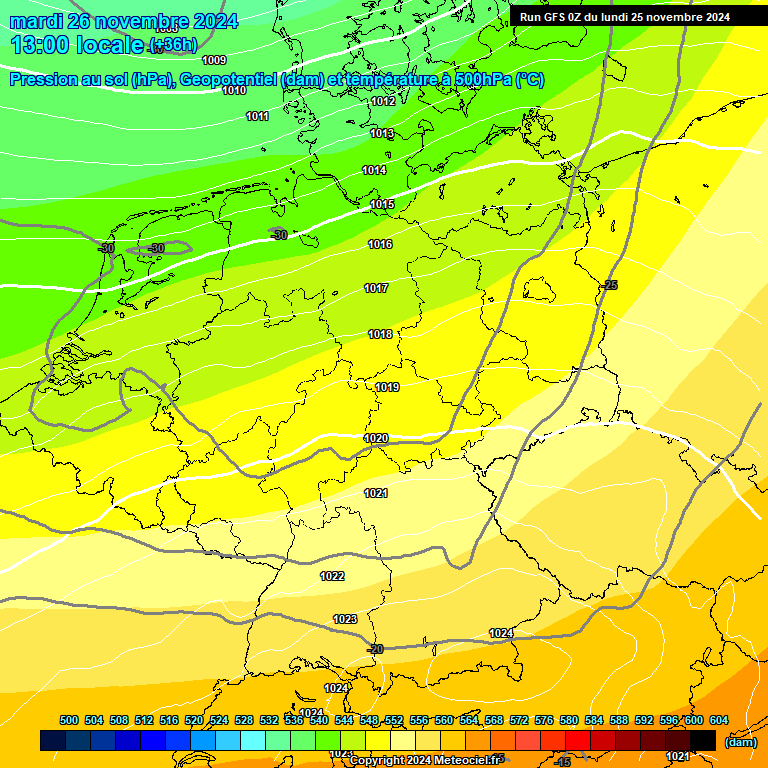 Modele GFS - Carte prvisions 