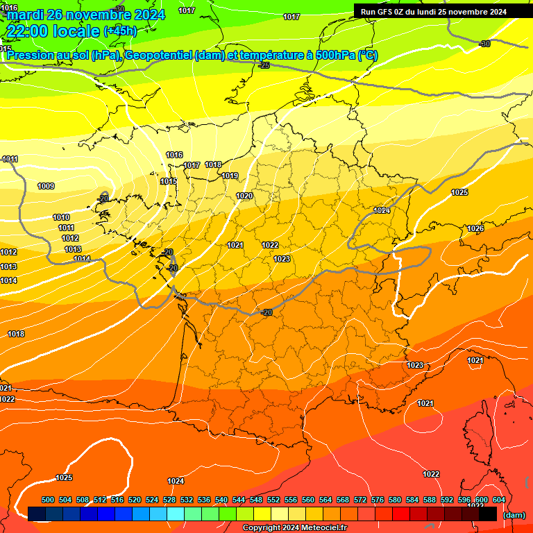 Modele GFS - Carte prvisions 