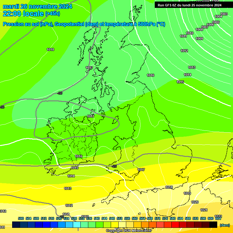 Modele GFS - Carte prvisions 