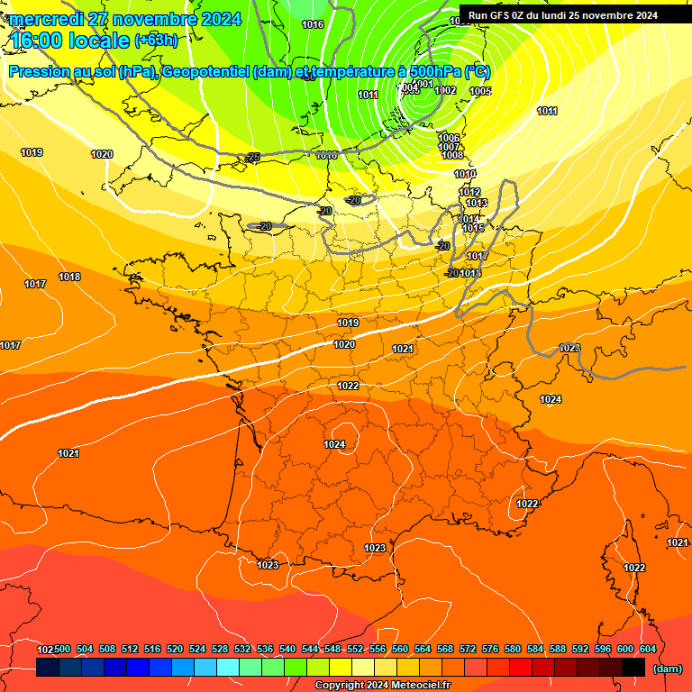 Modele GFS - Carte prvisions 