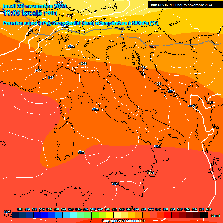 Modele GFS - Carte prvisions 