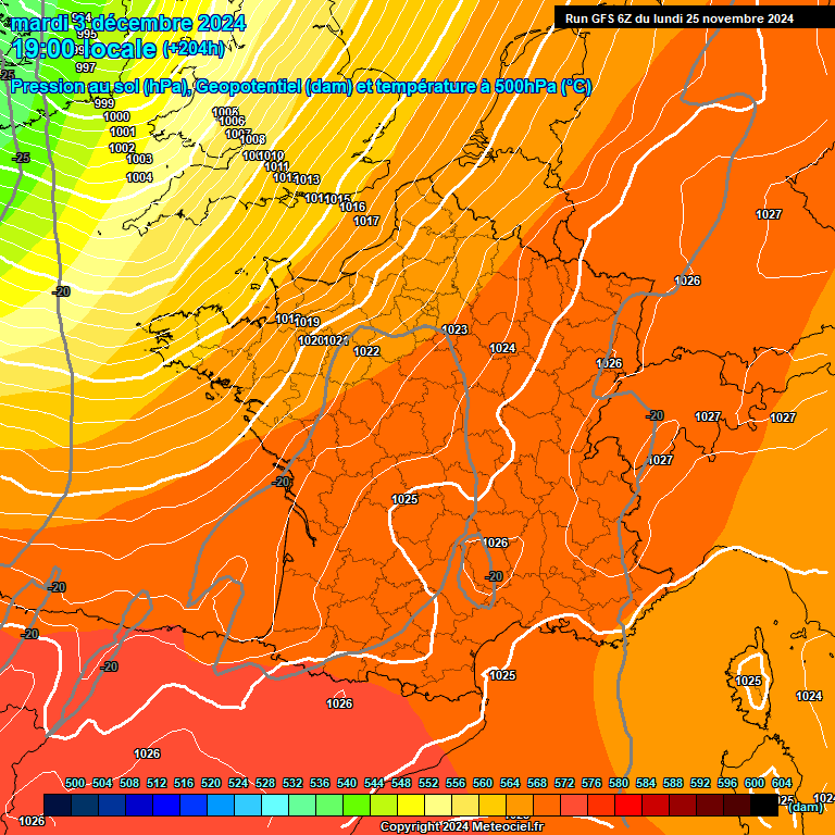 Modele GFS - Carte prvisions 