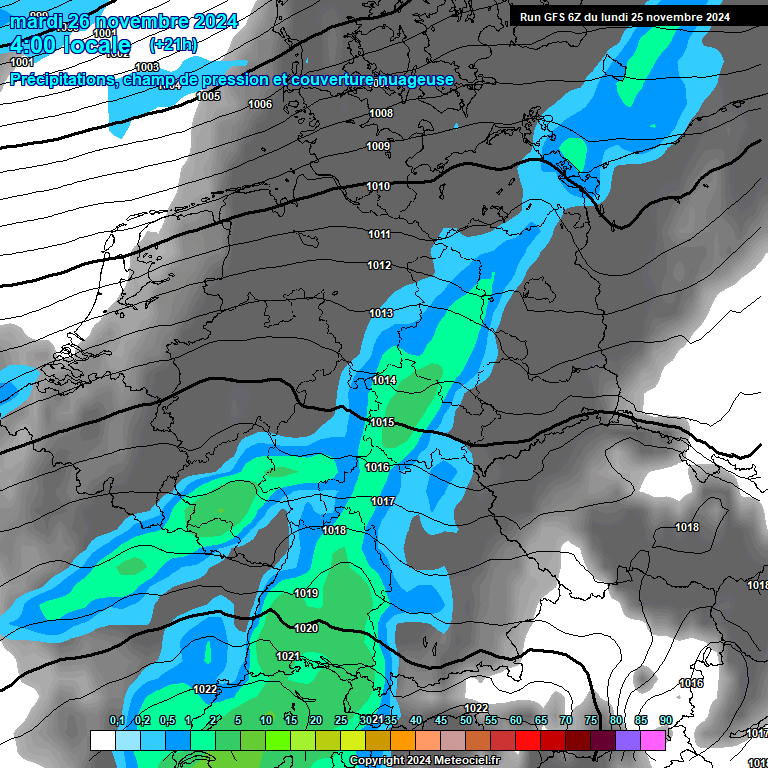 Modele GFS - Carte prvisions 