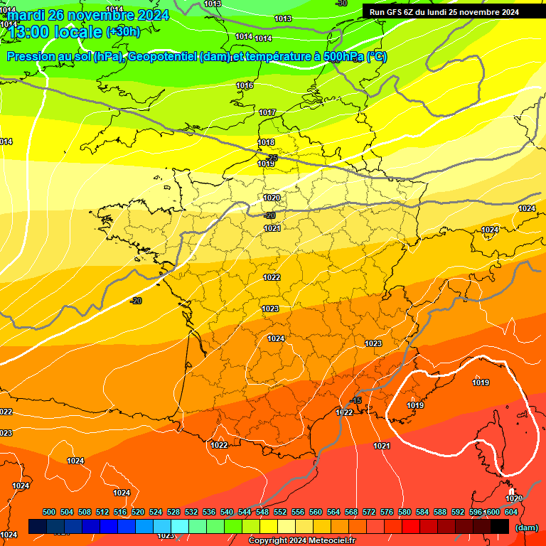 Modele GFS - Carte prvisions 