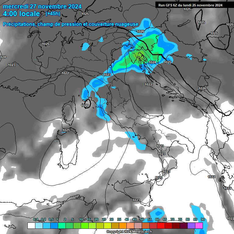 Modele GFS - Carte prvisions 