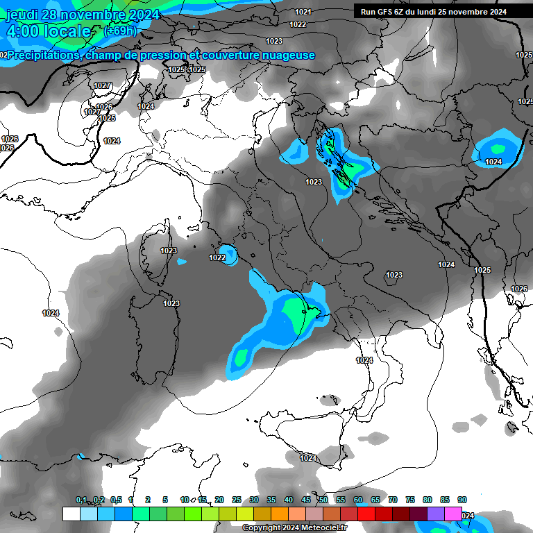 Modele GFS - Carte prvisions 