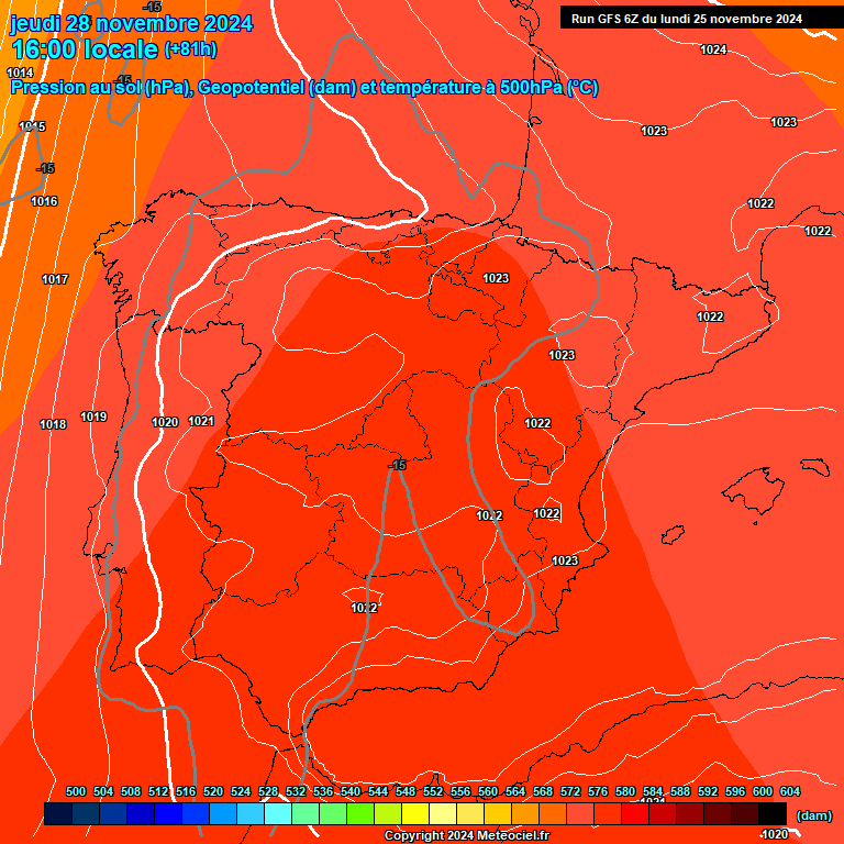 Modele GFS - Carte prvisions 