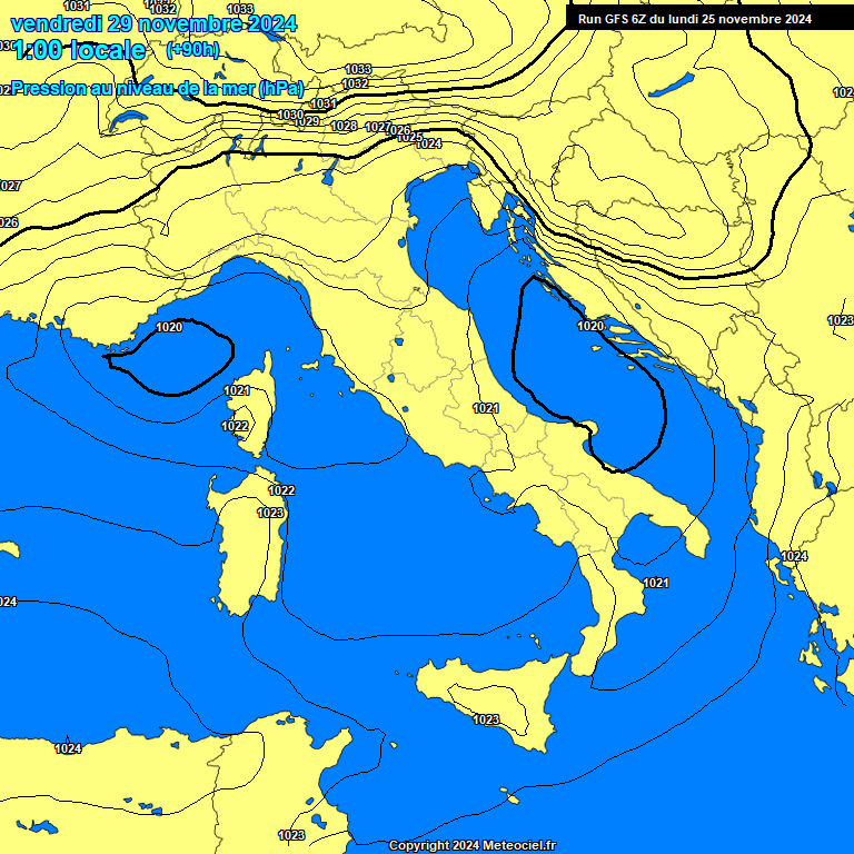 Modele GFS - Carte prvisions 