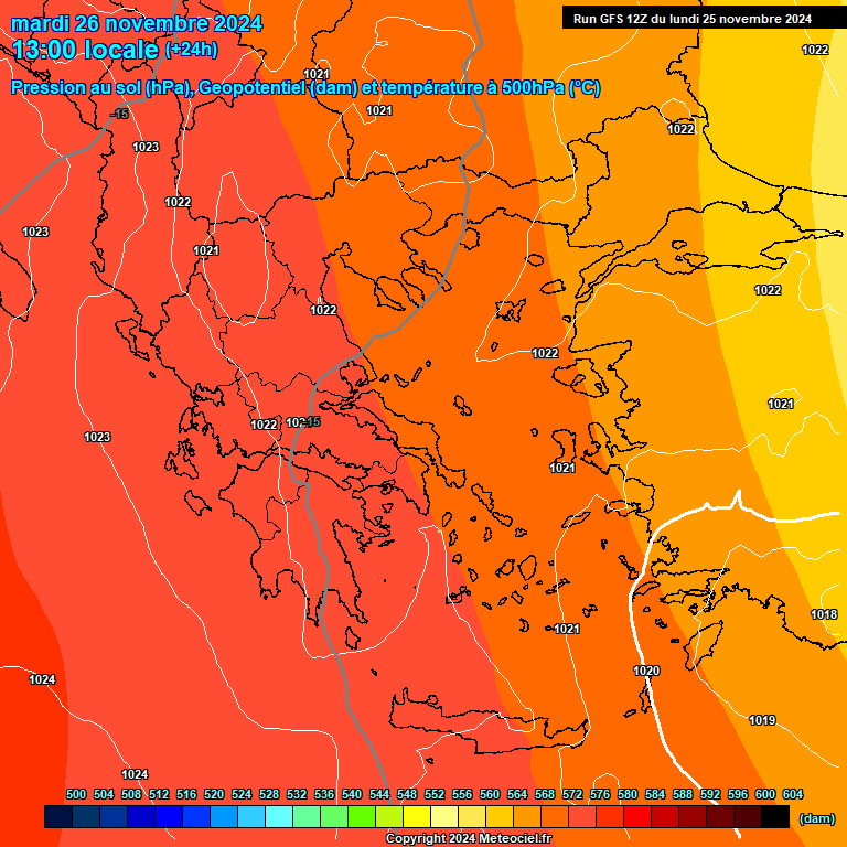 Modele GFS - Carte prvisions 