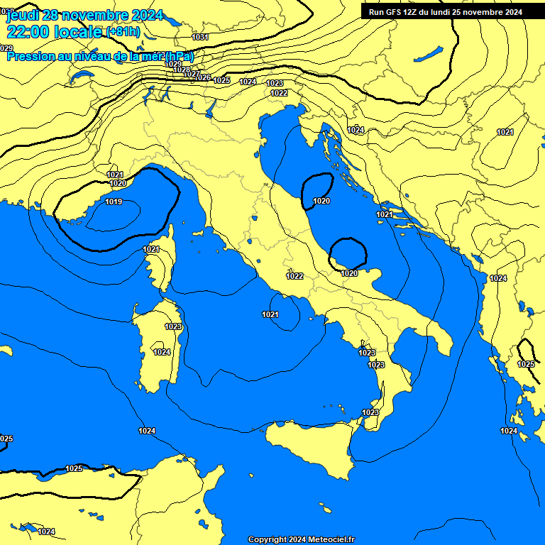 Modele GFS - Carte prvisions 