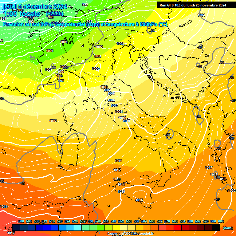 Modele GFS - Carte prvisions 