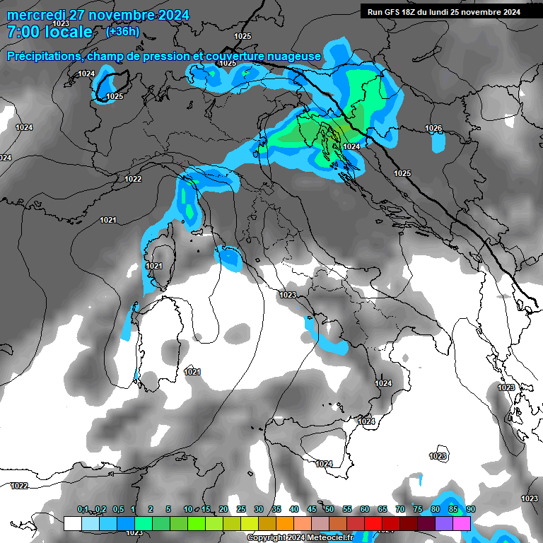 Modele GFS - Carte prvisions 