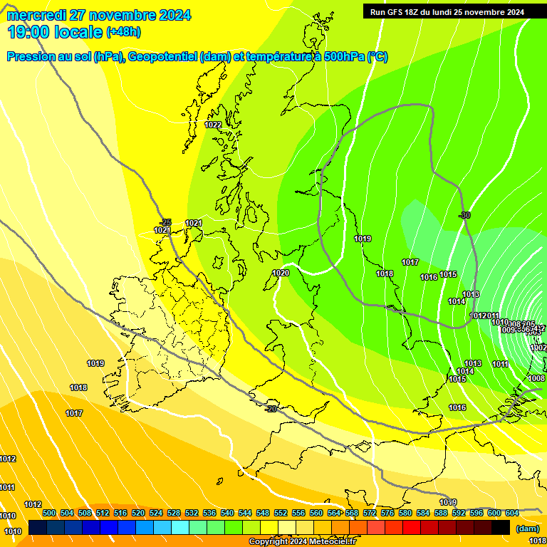 Modele GFS - Carte prvisions 