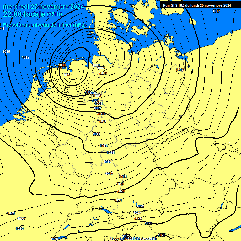 Modele GFS - Carte prvisions 