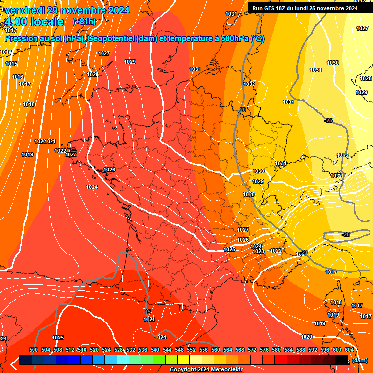 Modele GFS - Carte prvisions 