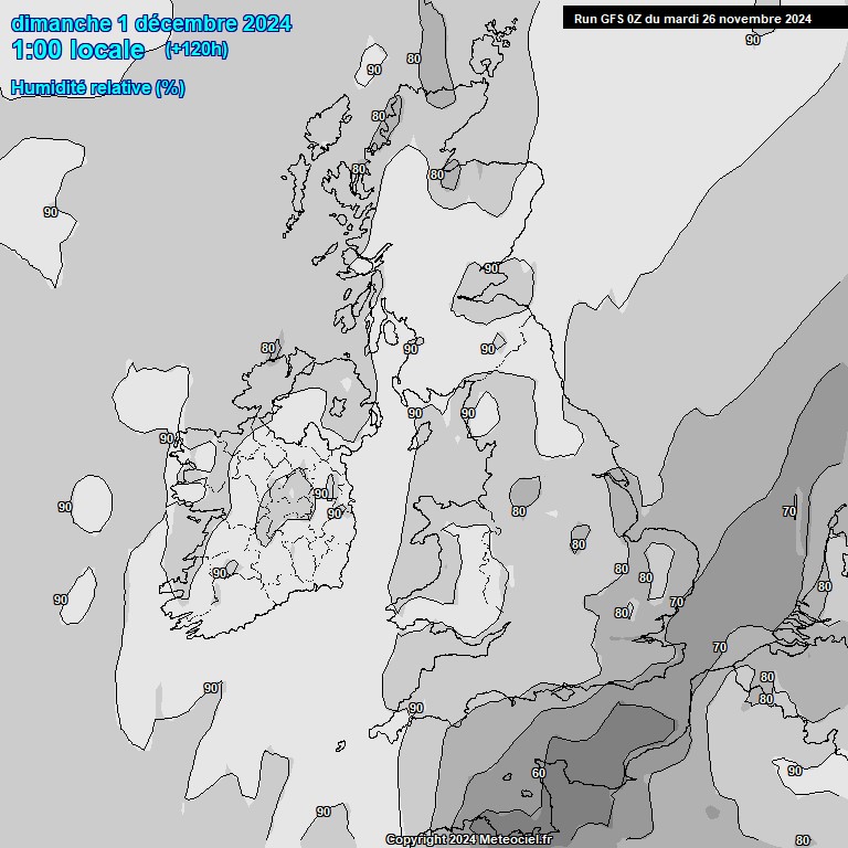 Modele GFS - Carte prvisions 