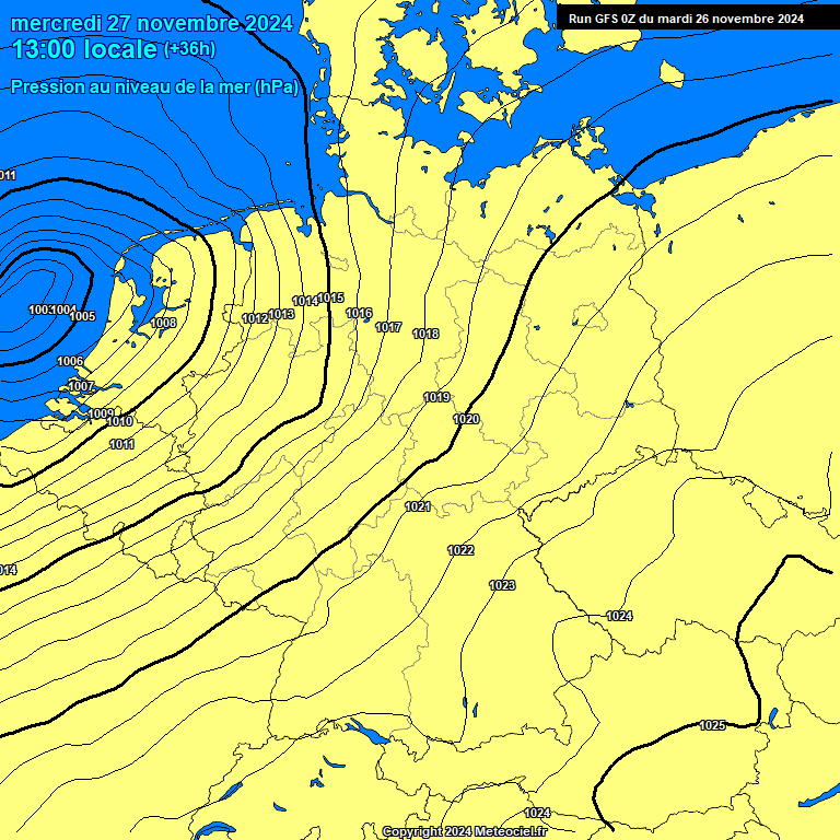 Modele GFS - Carte prvisions 